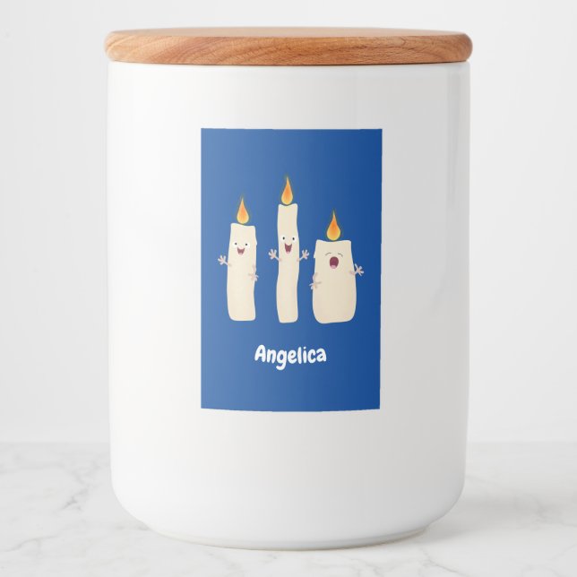 Cute singing candle trio cartoon food label (Front)
