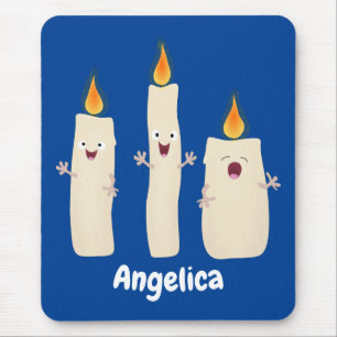 Cute singing candle trio cartoon mouse mat