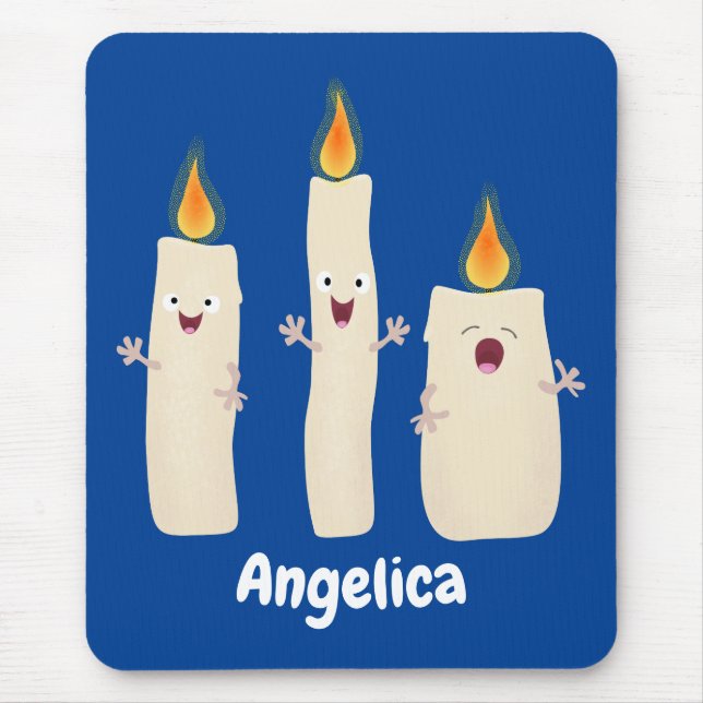 Cute singing candle trio cartoon mouse mat (Front)