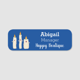 Cute singing candle trio cartoon name tag