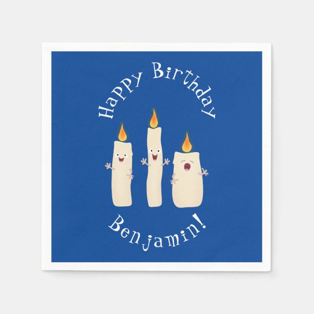 Cute singing candle trio cartoon napkin (Front)