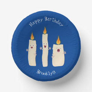 Cute singing candle trio cartoon paper plate
