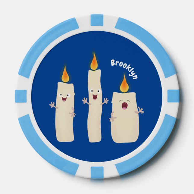 Cute singing candle trio cartoon poker chips (Front)