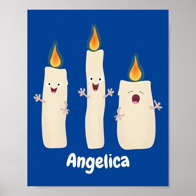 Cute singing candle trio cartoon poster (Front)