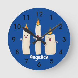 Cute singing candle trio cartoon round clock
