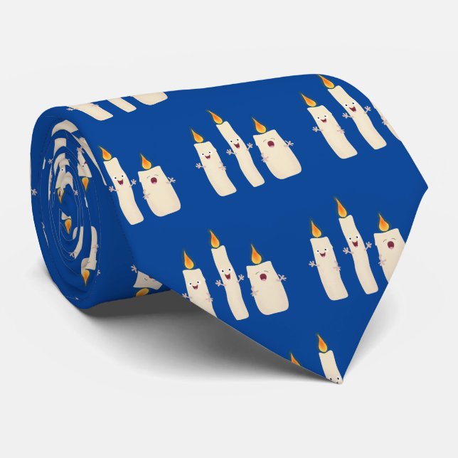 Cute singing candle trio cartoon tie (Rolled)