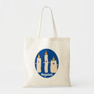 Cute singing candle trio cartoon tote bag