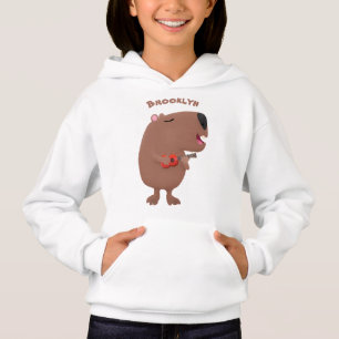 Cute singing capybara ukulele cartoon illustration