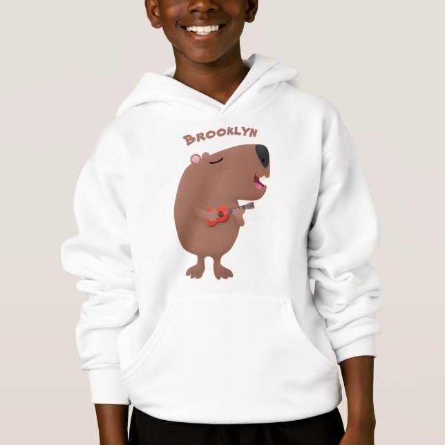 Cute singing capybara ukulele cartoon illustration (Front)