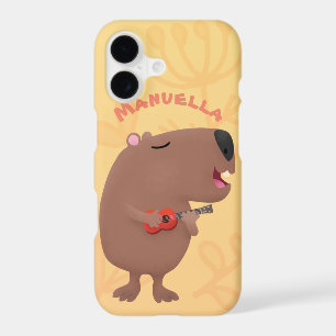 Cute singing capybara ukulele cartoon illustration