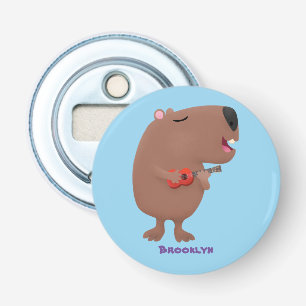 Cute singing capybara ukulele cartoon illustration bottle opener
