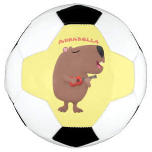 Cute singing capybara ukulele cartoon illustration football
