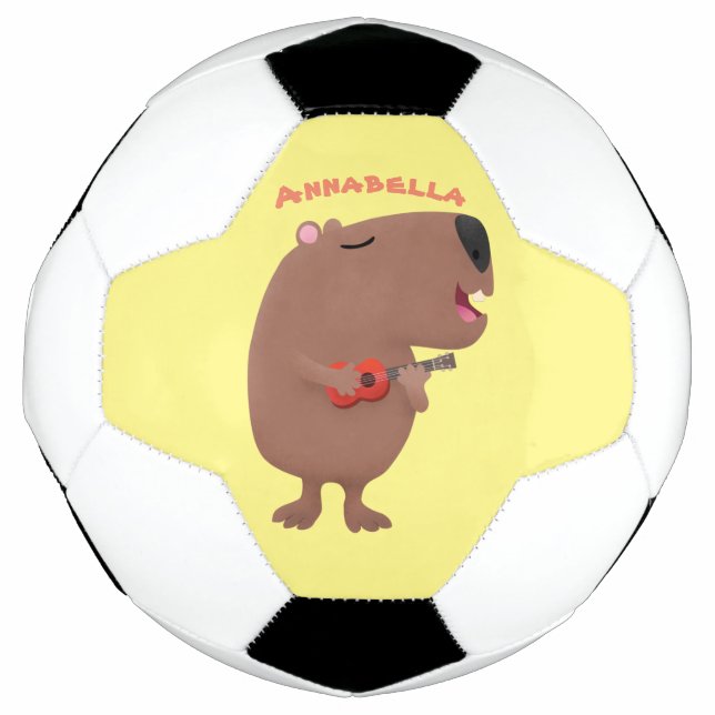 Cute singing capybara ukulele cartoon illustration football (Front)