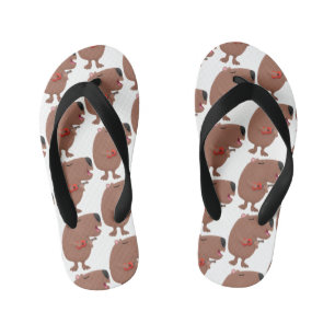 Cute singing capybara ukulele cartoon illustration kid's flip flops