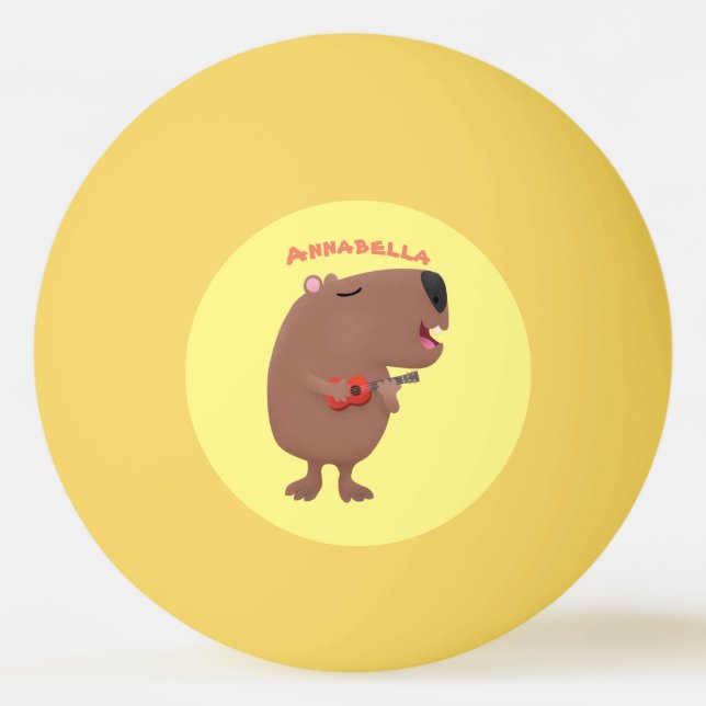 Cute singing capybara ukulele cartoon illustration ping pong ball (Front)