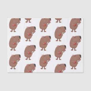 Cute singing capybara ukulele cartoon illustration tissue paper