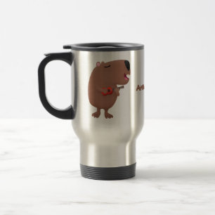 Cute singing capybara ukulele cartoon illustration travel mug