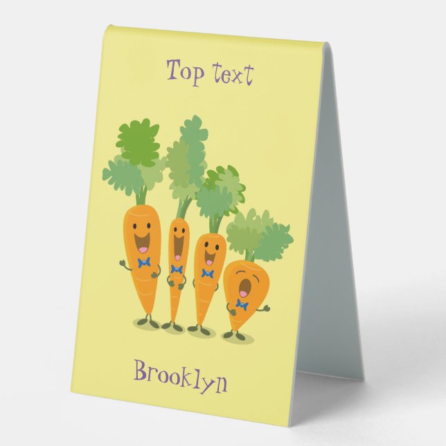 Cute singing carrot quartet cartoon illustration (Front)