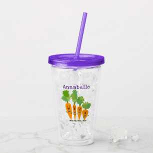 Cute singing carrot quartet cartoon illustration acrylic tumbler