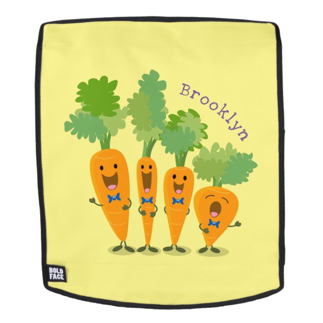Cute singing carrot quartet cartoon illustration backpack (Removable Face)
