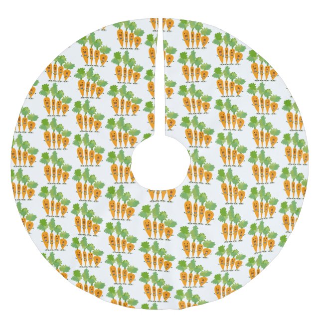 Cute singing carrot quartet cartoon illustration brushed polyester tree skirt (Front)