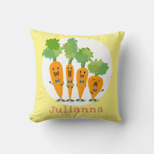 Cute singing carrot quartet cartoon illustration cushion