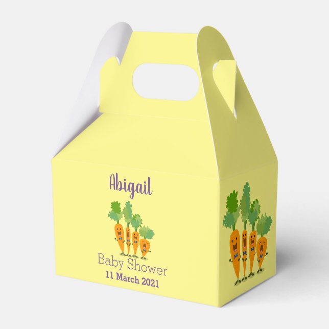 Cute singing carrot quartet cartoon illustration favour box (Front Side)