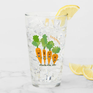 Cute singing carrot quartet cartoon illustration glass