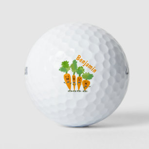 Cute singing carrot quartet cartoon illustration golf balls