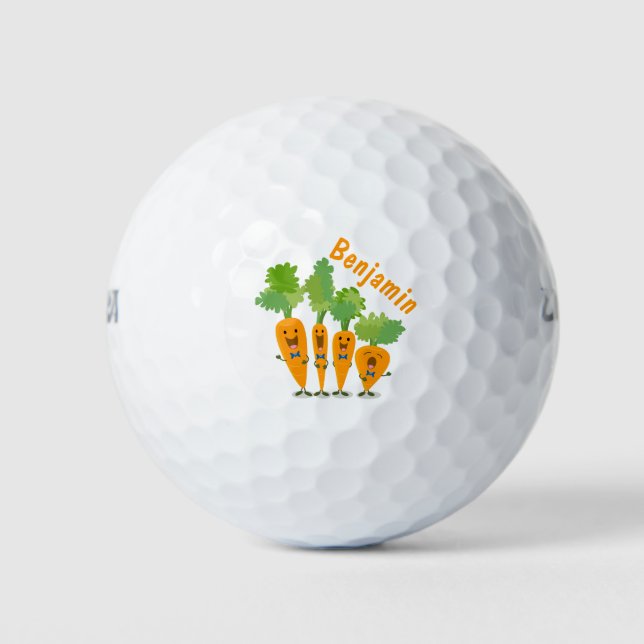 Cute singing carrot quartet cartoon illustration golf balls (Front)