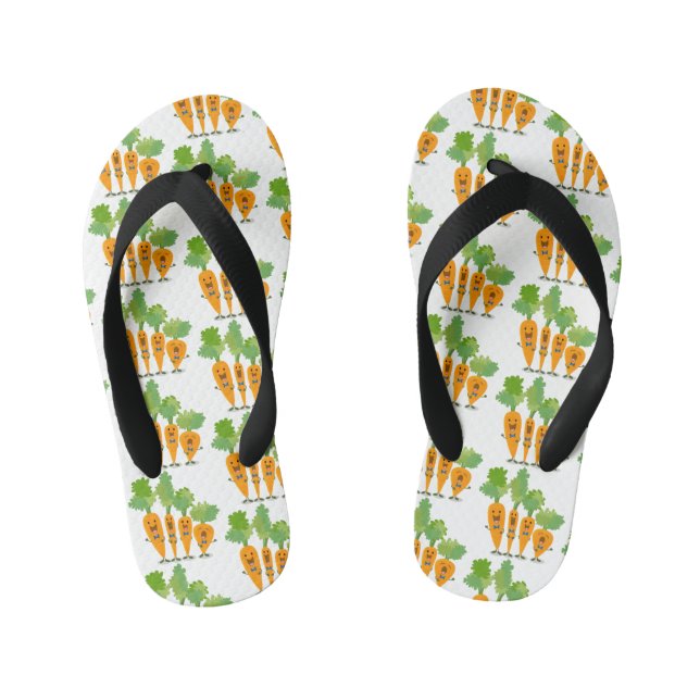 Cute singing carrot quartet cartoon illustration kid's flip flops (Footbed)