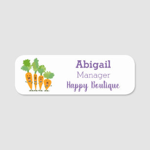 Cute singing carrot quartet cartoon illustration  name tag