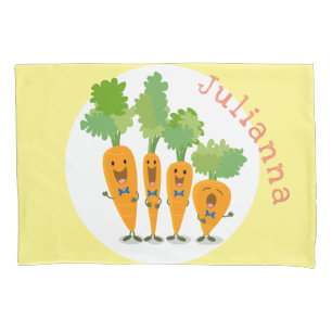 Cute singing carrot quartet cartoon illustration pillowcase