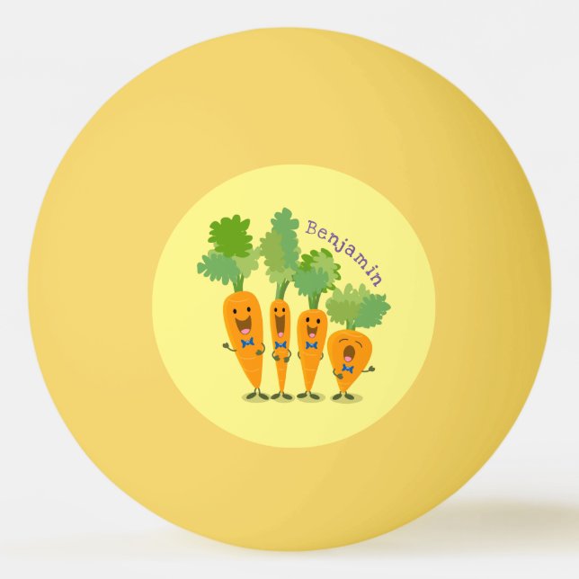 Cute singing carrot quartet cartoon illustration ping pong ball (Front)