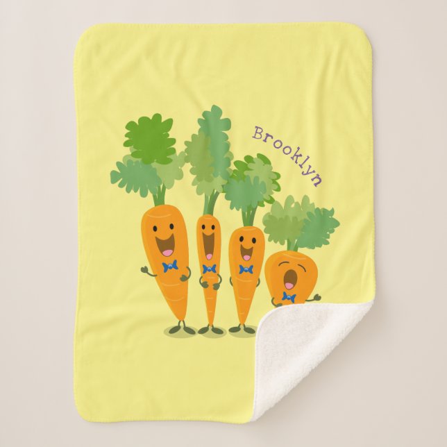 Cute singing carrot quartet cartoon illustration  sherpa blanket (Front)
