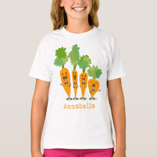 Cute singing carrot quartet cartoon illustration T-Shirt