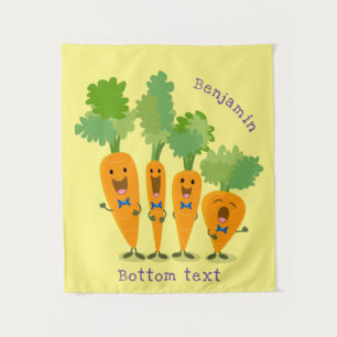 Cute singing carrot quartet cartoon illustration  tapestry