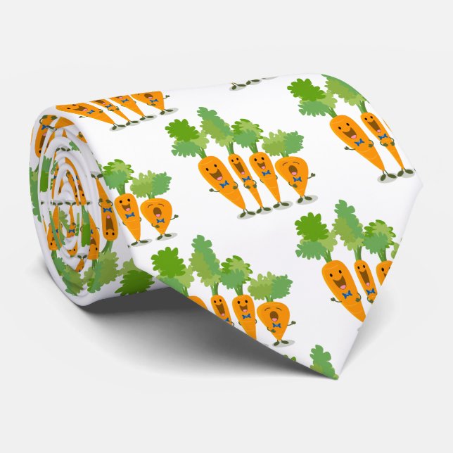 Cute singing carrot quartet cartoon illustration tie (Rolled)