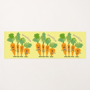 Cute singing carrot quartet cartoon illustration yoga mat