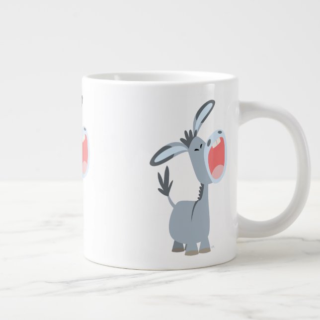 Cute Singing Cartoon Donkey Large Coffee Mug (Right)