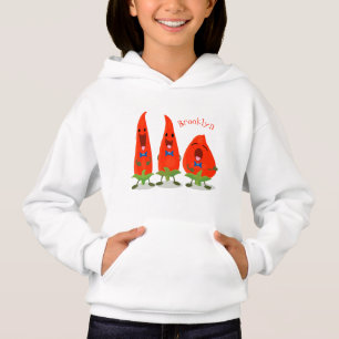 Cute singing chilli peppers cartoon illustration