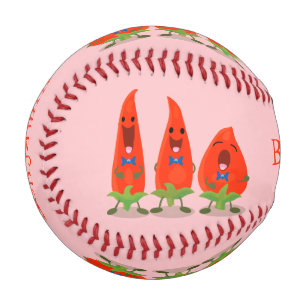 Cute singing chilli peppers cartoon illustration baseball