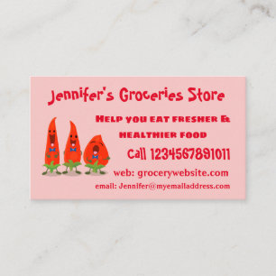 Cute singing chilli peppers cartoon illustration business card