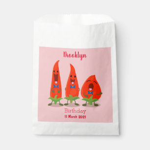 Cute singing chilli peppers cartoon illustration favour bags