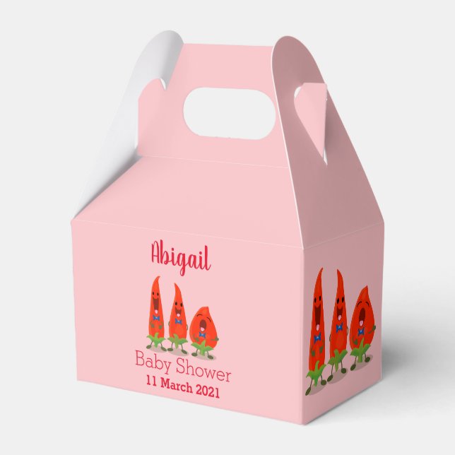 Cute singing chilli peppers cartoon illustration favour box (Front Side)