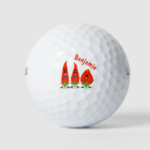 Cute singing chilli peppers cartoon illustration golf balls