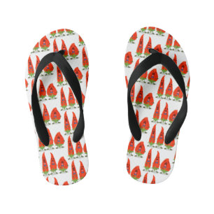 Cute singing chilli peppers cartoon illustration kid's flip flops