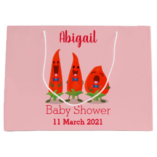Cute singing chilli peppers cartoon illustration large gift bag