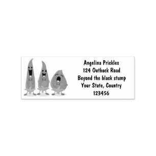 Cute singing chilli peppers cartoon illustration rubber stamp