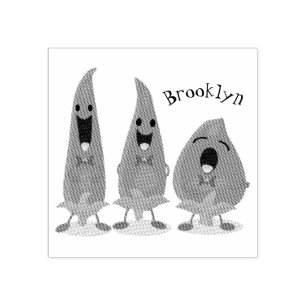Cute singing chilli peppers cartoon illustration rubber stamp